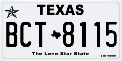 TX license plate BCT8115
