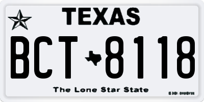 TX license plate BCT8118