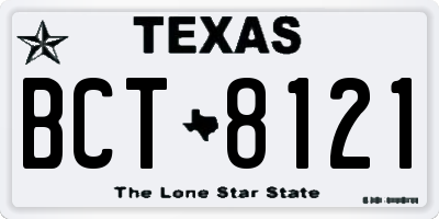 TX license plate BCT8121