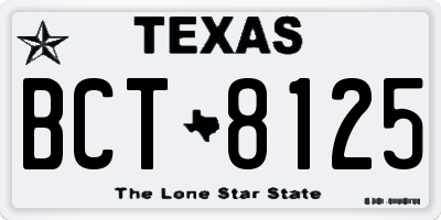 TX license plate BCT8125