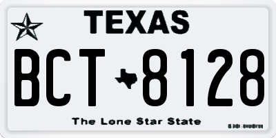 TX license plate BCT8128