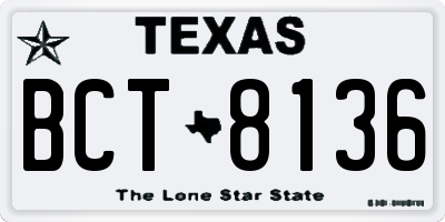 TX license plate BCT8136