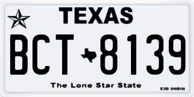 TX license plate BCT8139