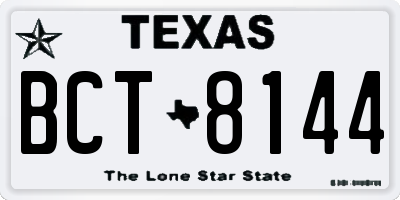 TX license plate BCT8144