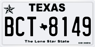 TX license plate BCT8149