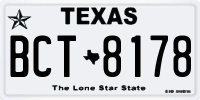 TX license plate BCT8178