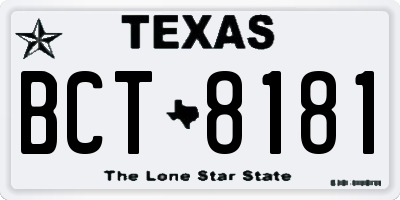 TX license plate BCT8181