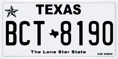 TX license plate BCT8190