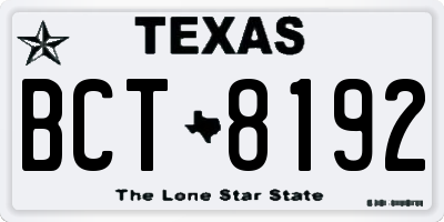 TX license plate BCT8192