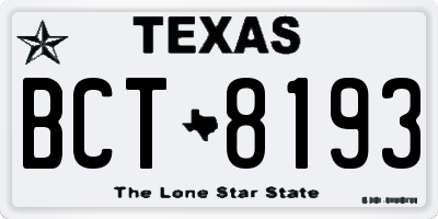TX license plate BCT8193