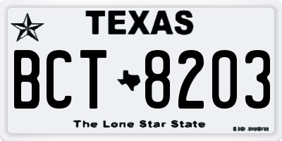 TX license plate BCT8203