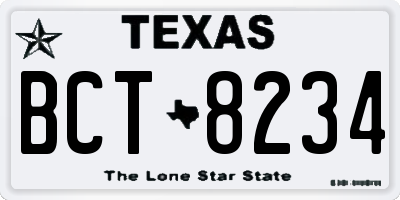 TX license plate BCT8234