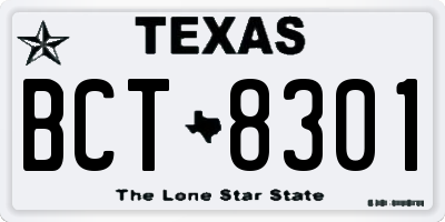 TX license plate BCT8301