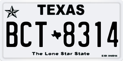 TX license plate BCT8314