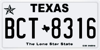 TX license plate BCT8316