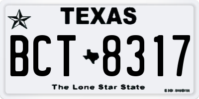 TX license plate BCT8317