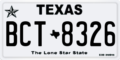 TX license plate BCT8326