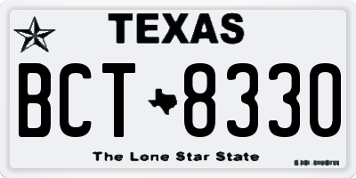 TX license plate BCT8330