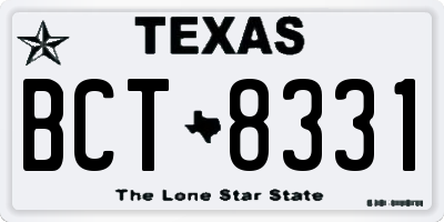 TX license plate BCT8331