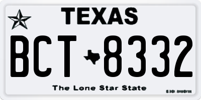 TX license plate BCT8332