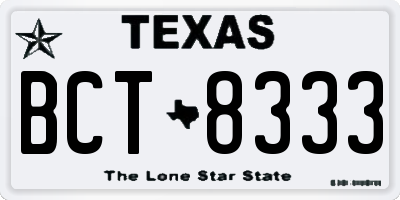 TX license plate BCT8333