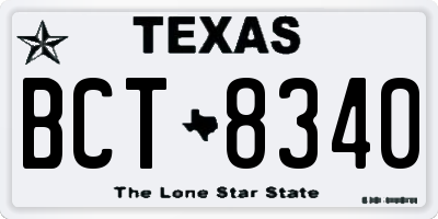 TX license plate BCT8340