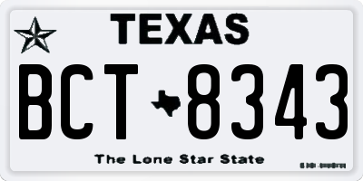 TX license plate BCT8343
