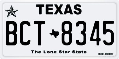 TX license plate BCT8345