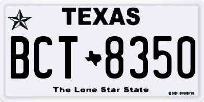 TX license plate BCT8350