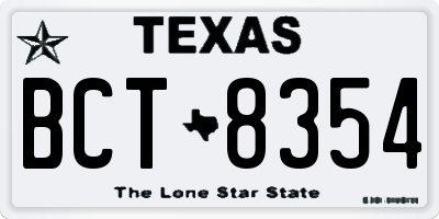 TX license plate BCT8354