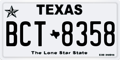 TX license plate BCT8358