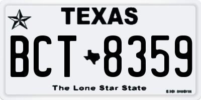 TX license plate BCT8359
