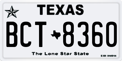 TX license plate BCT8360
