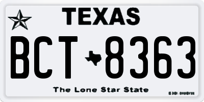 TX license plate BCT8363