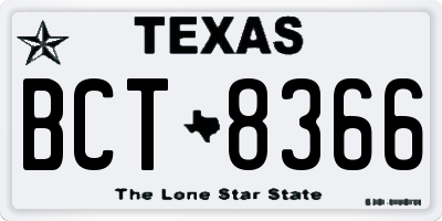 TX license plate BCT8366