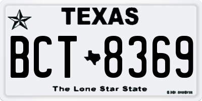 TX license plate BCT8369