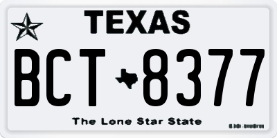 TX license plate BCT8377