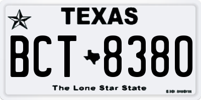 TX license plate BCT8380
