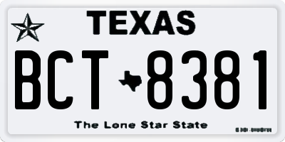 TX license plate BCT8381