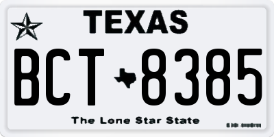 TX license plate BCT8385
