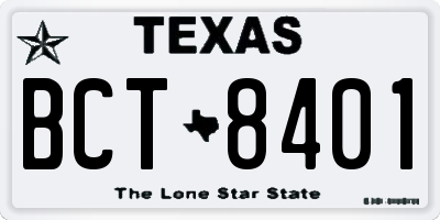 TX license plate BCT8401