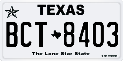 TX license plate BCT8403