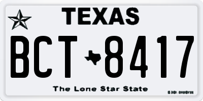 TX license plate BCT8417