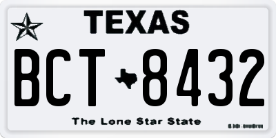 TX license plate BCT8432