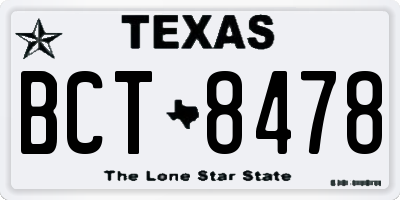 TX license plate BCT8478