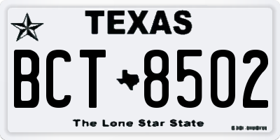 TX license plate BCT8502