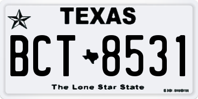 TX license plate BCT8531