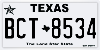 TX license plate BCT8534