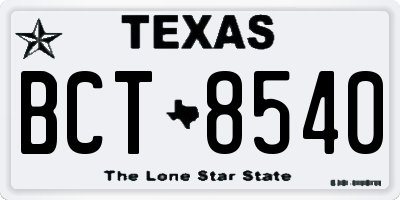 TX license plate BCT8540