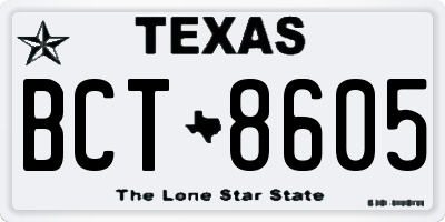 TX license plate BCT8605